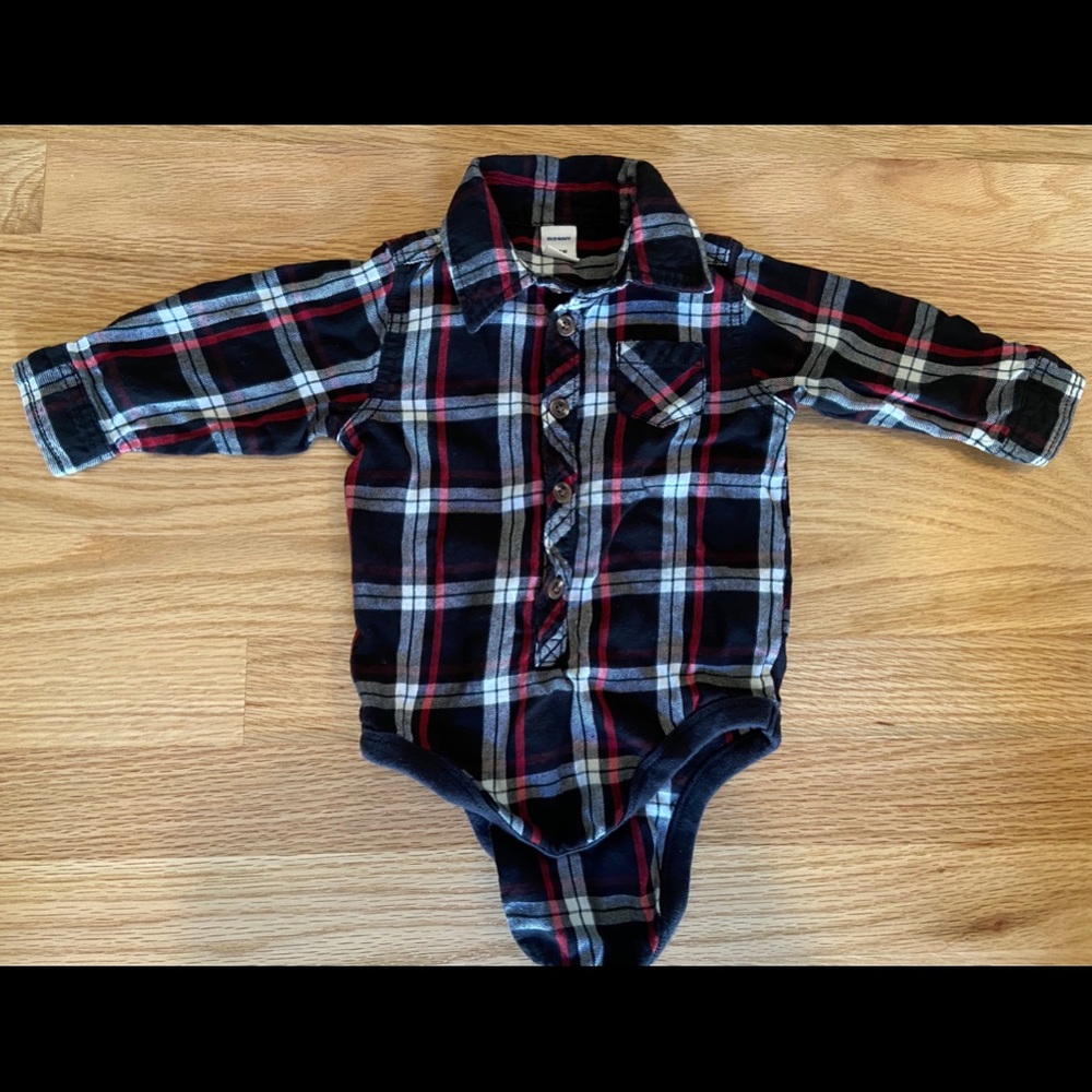 Old Navy button down plaid onesie
